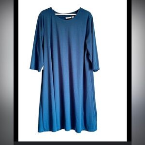 Susan Graver Style Royal Blue 3/4 Sleeves Mind Dress Sz(2X)